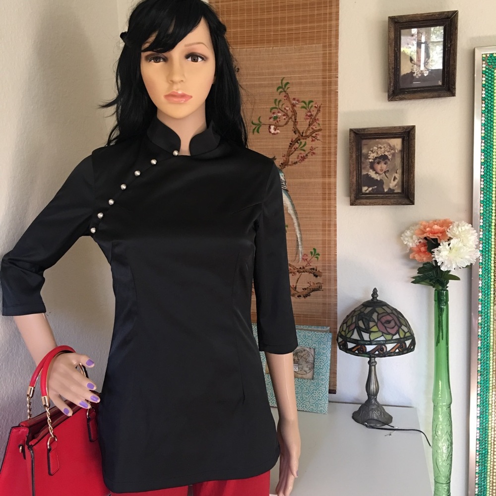 Sunoom Chinese Cheongsam Top w Silver Buttons